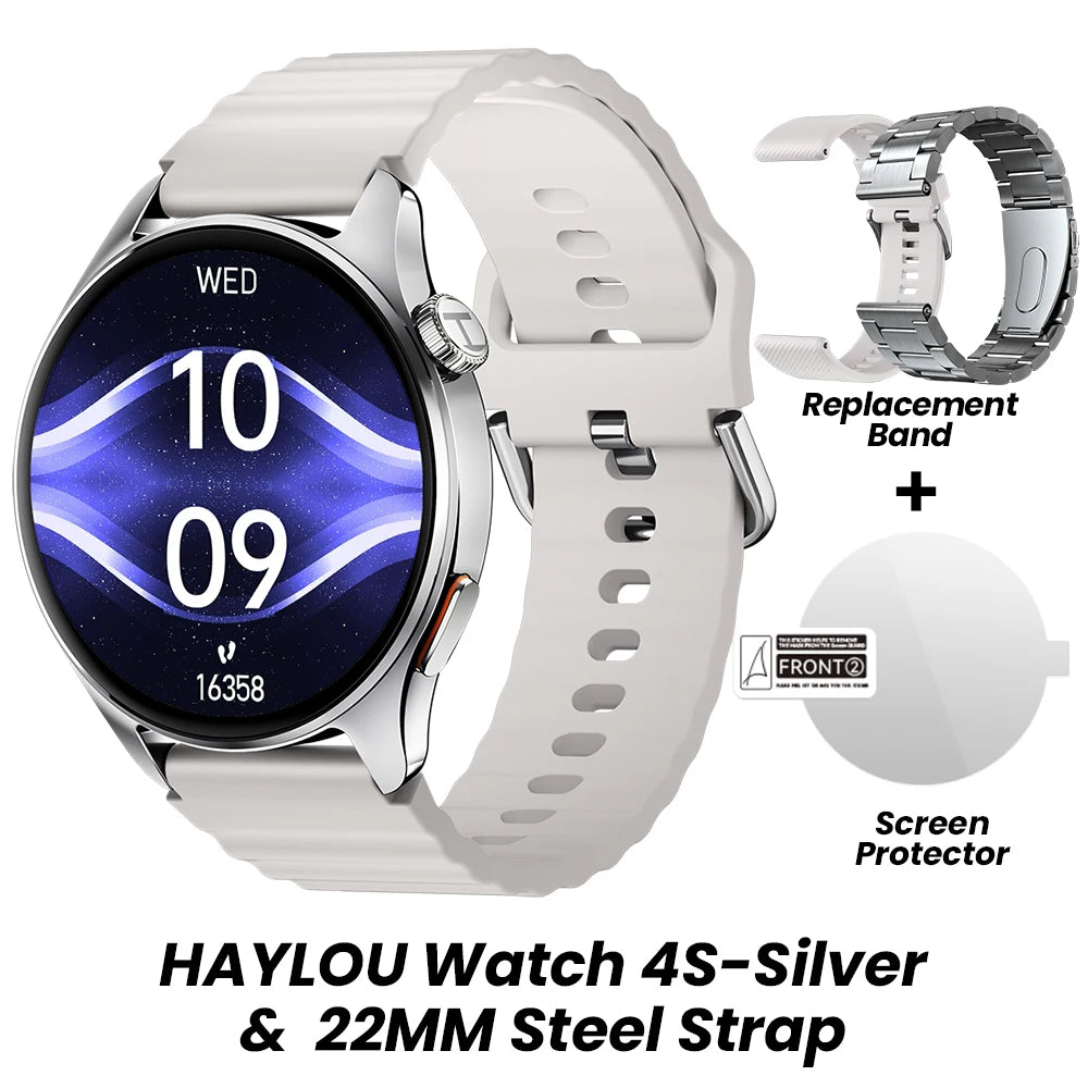 HAYLOU Watch 4S GPS Smartwatch - 1.43" AMOLED, 5-Satellite Positioning, Bluetooth Calling, 120+ Sports Modes, 18-Day Battery, Rotating Crown