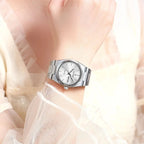 POEDAGAR Women's Watch with Date & Week Display - Waterproof Stainless Steel Luminous Dress Watch, Elegant Business Quartz Watch