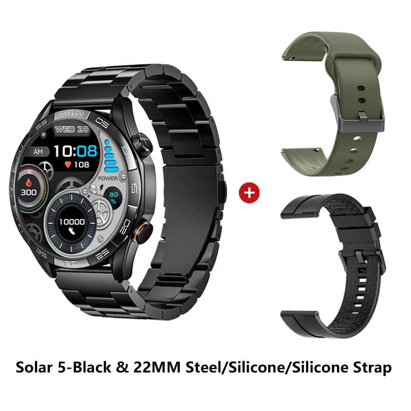 HAYLOU Solar 5 Smart Watch with Bluetooth Calling - 1.58" AMOLED 60Hz Display, 40-Day Battery, 100+ Sports Modes, 24/7 Health Monitor, IP68 Waterproof