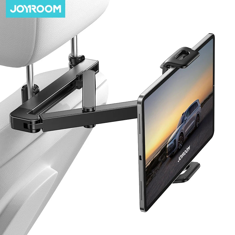 Joyroom Car Headrest Tablet Holder - Adjustable 3-in-1 Backseat Mount for iPad, Phones & Tablets 4.7"-12.9", Foldable & Stable