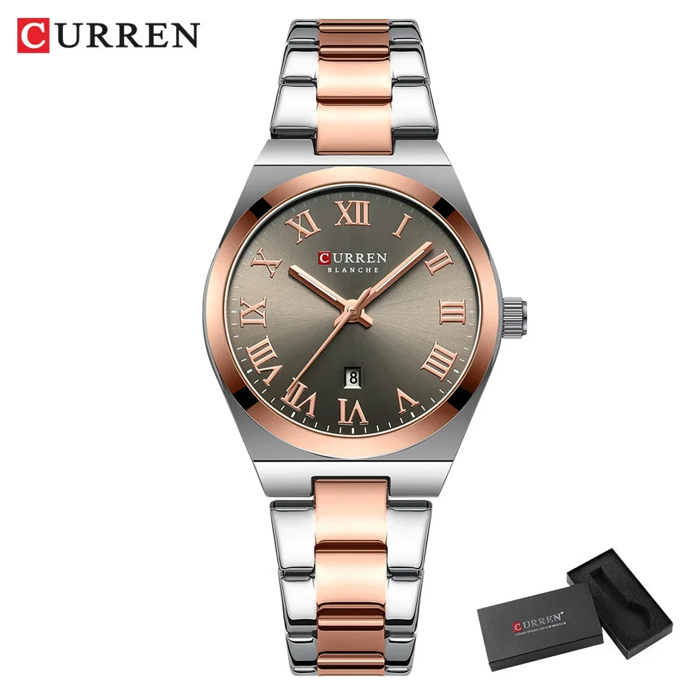Curren Women's Watch - 33mm Fashion Dress Watch, Stainless Steel Bracelet, Date Display, Water Resistant Analog Watch for Women