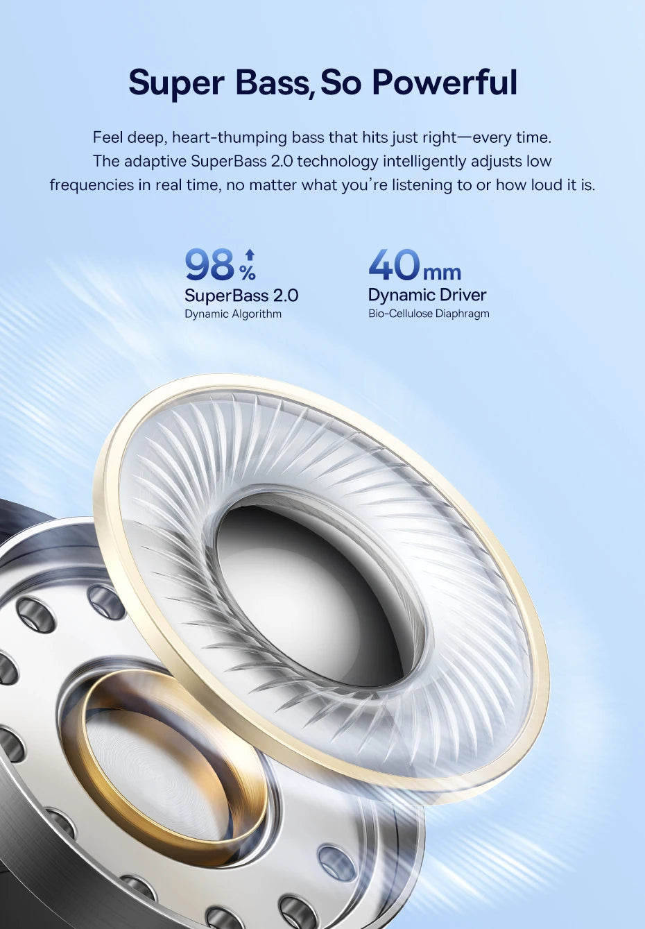 Baseus Bowie H1s Wireless Headphones - Bluetooth 5.4 with 46dB Hybrid ANC, 120H Playtime, Hi-Res Spatial Audio, 0.06s Low Latency, Foldable Over-Ear Headset