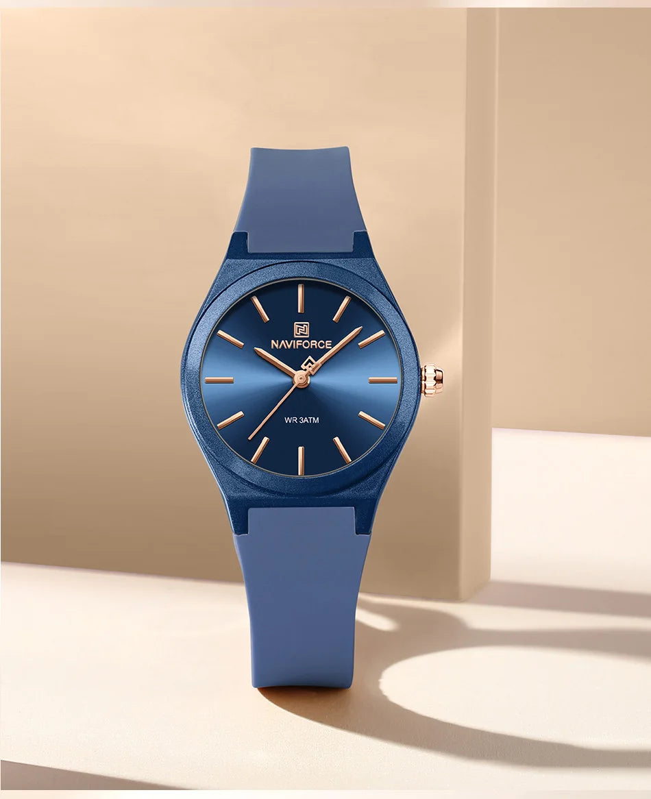 NAVIFORCE Women's Fashion Watch 2025 - Quartz Watch with Silicone Strap, Water Resistant, Simple Casual Ladies Wristwatch