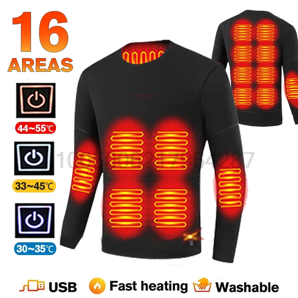MCDV USB Heated Jacket & Thermal Underwear Set for Men & Women - Electric Heating Vest with Adjustable Temperature for Winter Sports, Outdoor Activities