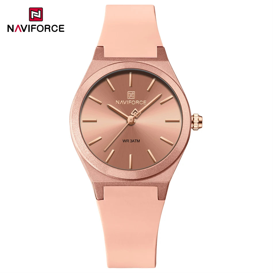 NAVIFORCE Women's Fashion Watch 2025 - Quartz Watch with Silicone Strap, Water Resistant, Simple Casual Ladies Wristwatch