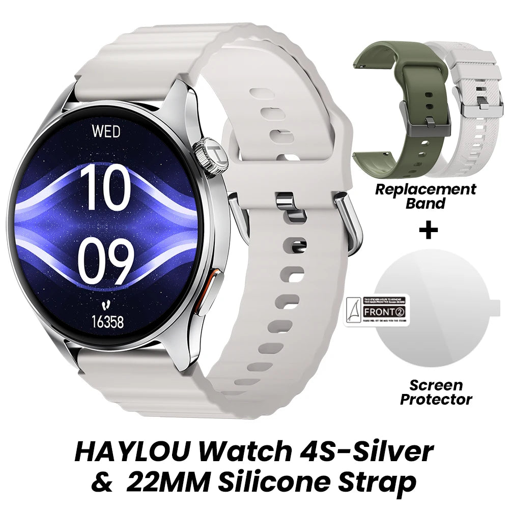 HAYLOU Watch 4S GPS Smartwatch - 1.43" AMOLED, 5-Satellite Positioning, Bluetooth Calling, 120+ Sports Modes, 18-Day Battery, Rotating Crown