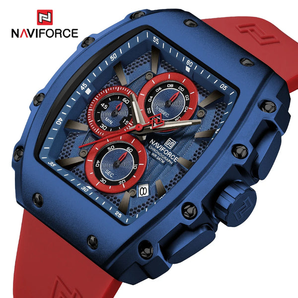 NAVIFORCE 8070 Men's Chronograph Watch - Waterproof Sport Watch with Luminous Hands, Silicone Strap, Calendar, Luxury Fashion Wristwatch