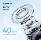 Baseus BH1 Lite Wireless Headphones - Bluetooth 6.0, 80H Playtime, Super Bass, ENC Clear Call, Lightweight Over-Ear Headset with Dual Connect