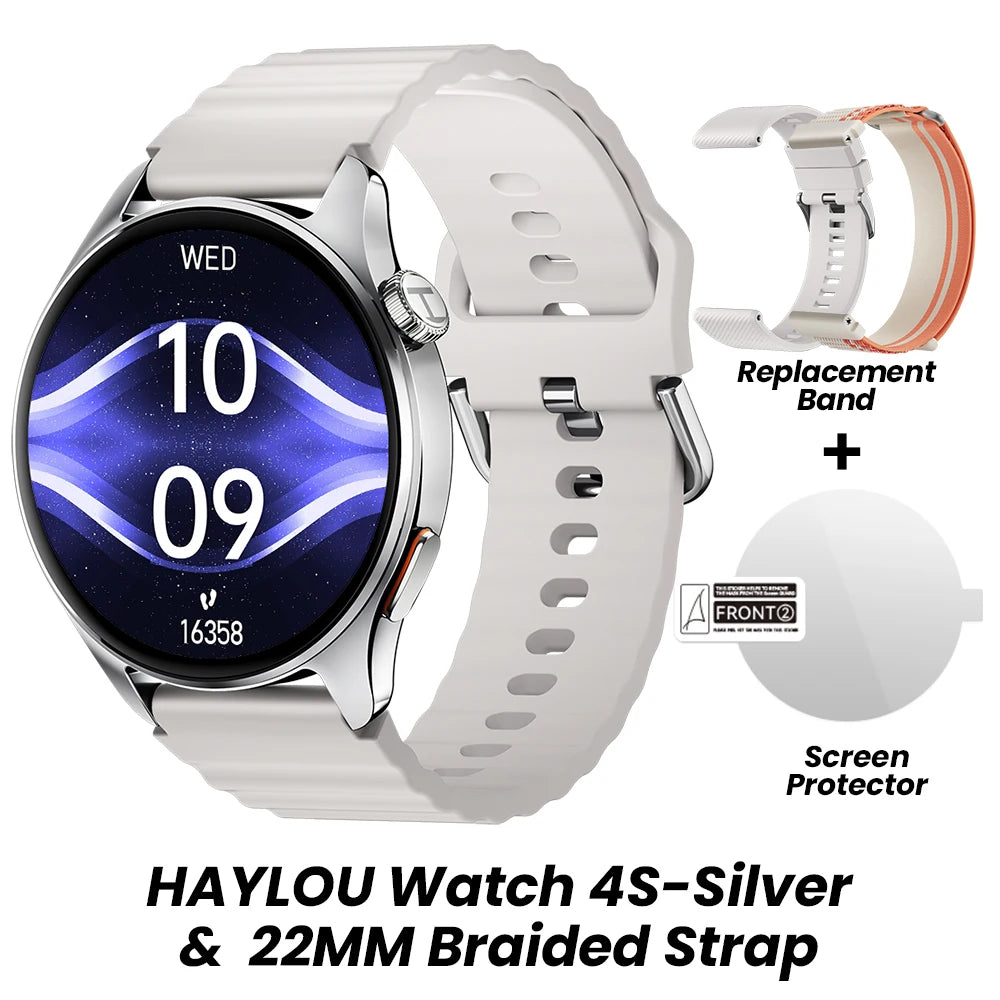 HAYLOU Watch 4S GPS Smartwatch - 1.43" AMOLED, 5-Satellite Positioning, Bluetooth Calling, 120+ Sports Modes, 18-Day Battery, Rotating Crown