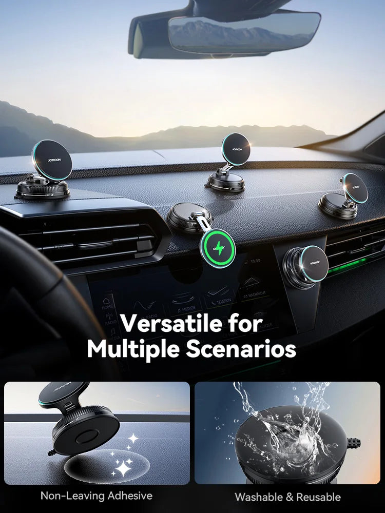 Joyroom MagSafe Car Phone Holder - 15W Fast Wireless Charger, Magnetic Vacuum Suction Mount for iPhone 15/14/13/12 Series