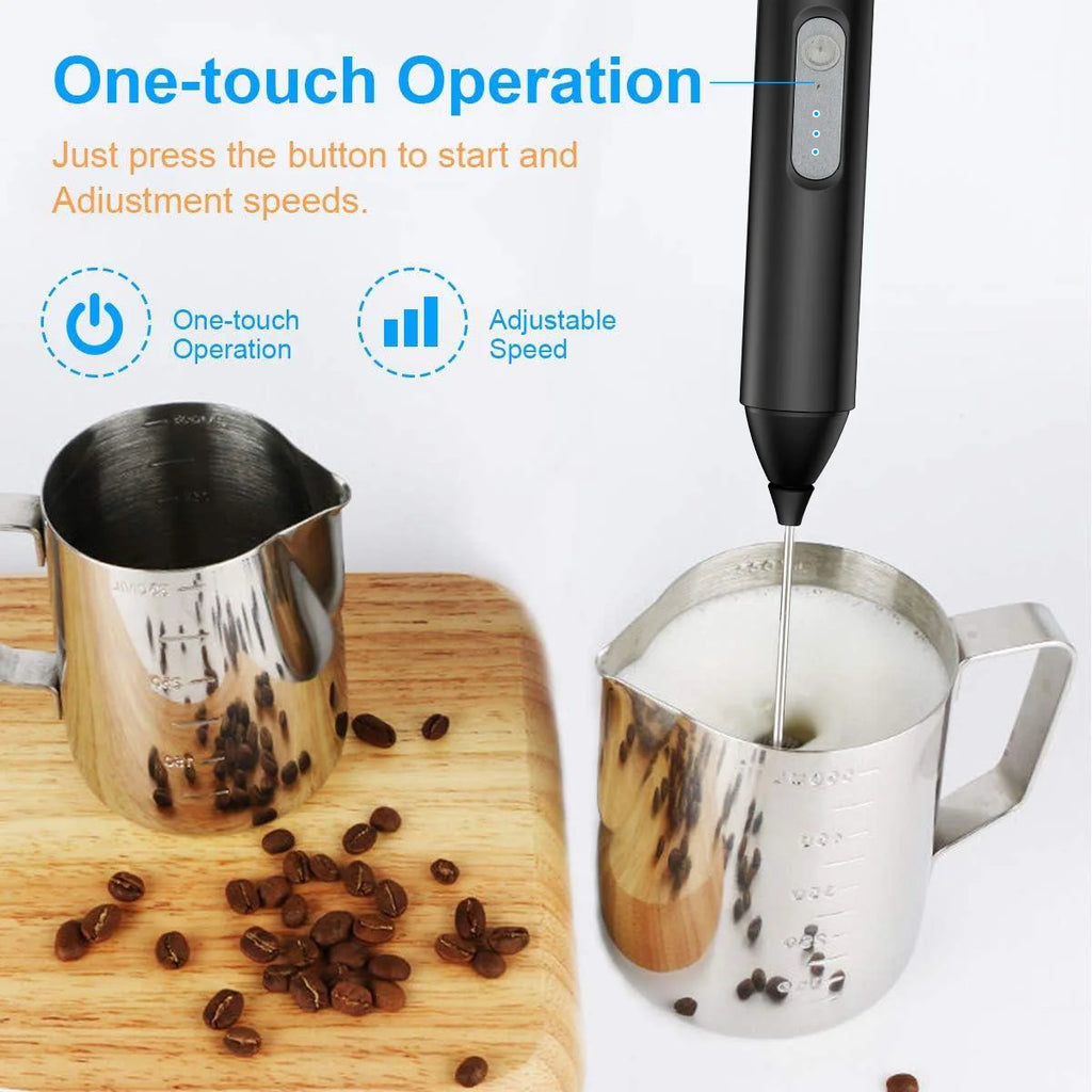 JIZHOU USB Rechargeable Milk Frother - Handheld Electric Frother with 3 Speeds, 11000 RPM, Mini Foam Maker for Coffee, Latte, Matcha & Eggs