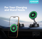 Joyroom MagSafe Car Phone Holder - 15W Fast Wireless Charger, Magnetic Vacuum Suction Mount for iPhone 15/14/13/12 Series