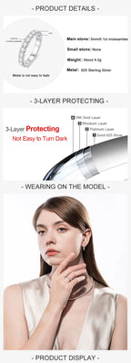 AnuJewel 3mm 2-3ct D Color VVS1 Moissanite Eternity Ring, 925 Sterling Silver Wedding Band Engagement Ring for Women