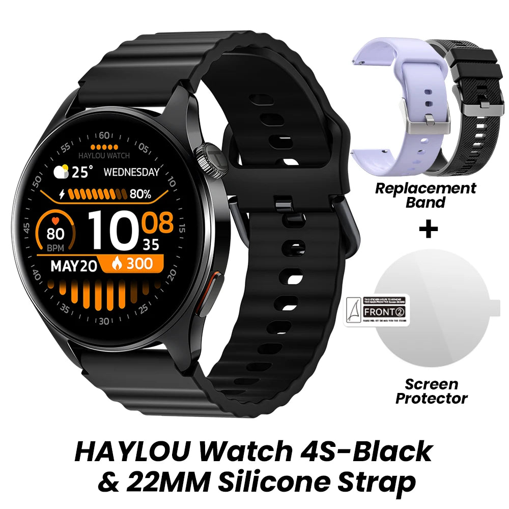 HAYLOU Watch 4S GPS Smartwatch - 1.43" AMOLED, 5-Satellite Positioning, Bluetooth Calling, 120+ Sports Modes, 18-Day Battery, Rotating Crown
