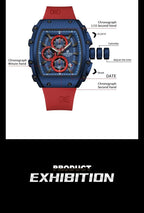 NAVIFORCE 8070 Men's Chronograph Watch - Waterproof Sport Watch with Luminous Hands, Silicone Strap, Calendar, Luxury Fashion Wristwatch