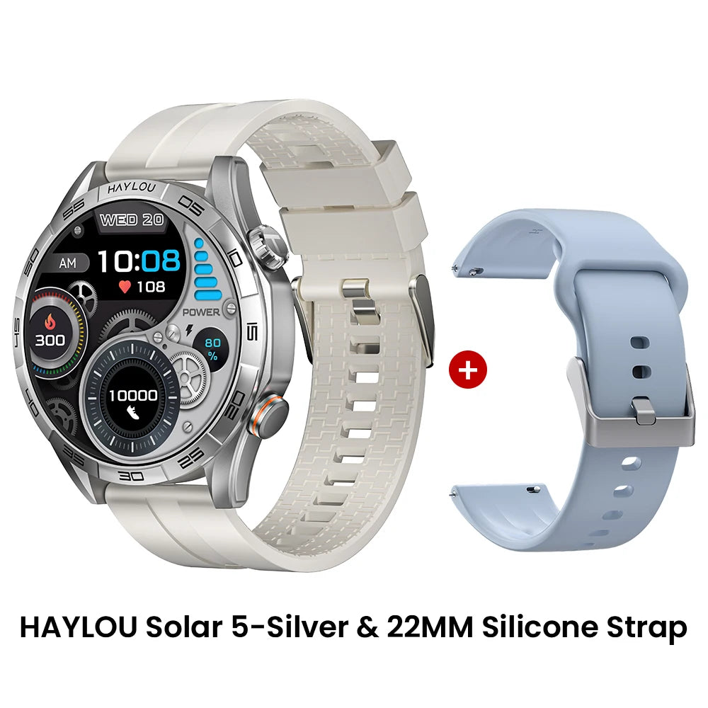 HAYLOU Solar 5 Smart Watch with Bluetooth Calling - 1.58" AMOLED 60Hz Display, 40-Day Battery, 100+ Sports Modes, 24/7 Health Monitor, IP68 Waterproof