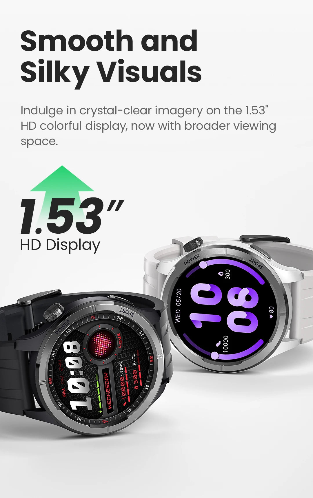 HAYLOU Solar Neo Smart Watch - Bluetooth Calling, 30-Day Battery, IP68 Waterproof, 127 Sports Modes, 24/7 Health Monitor, 1.53" HD Display