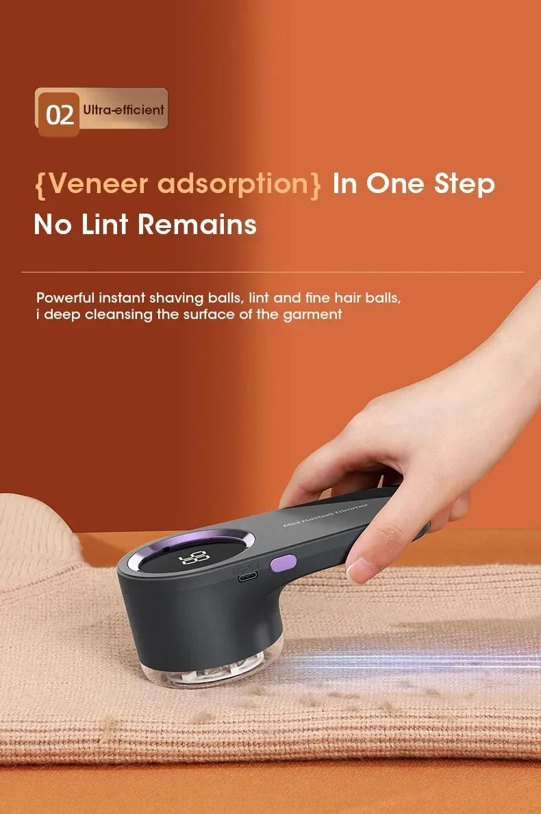 Rechargeable Electric Fabric Shaver & Lint Remover - Portable Clothing Fuzz Remover with LED Display, Cordless Lint Shaver for Sweaters, Couches & More