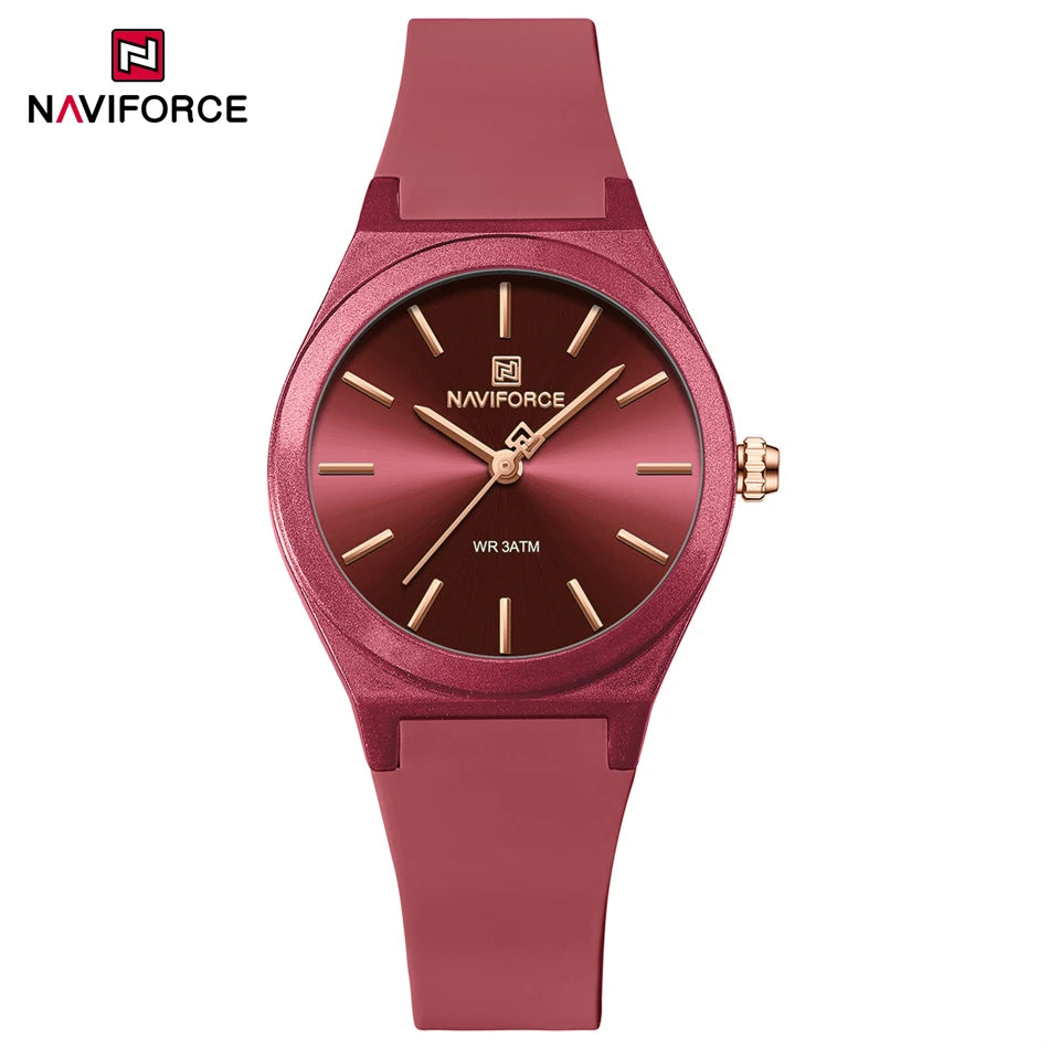 NAVIFORCE Women's Fashion Watch 2025 - Quartz Watch with Silicone Strap, Water Resistant, Simple Casual Ladies Wristwatch