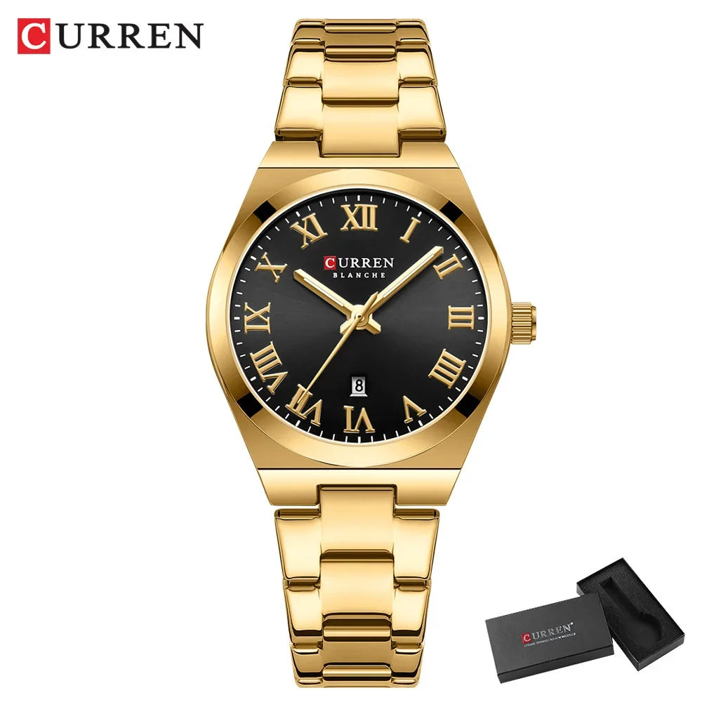 Curren Women's Watch - 33mm Fashion Dress Watch, Stainless Steel Bracelet, Date Display, Water Resistant Analog Watch for Women