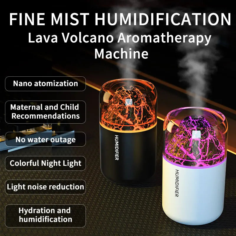 Volcanic Rock LED Mood Lamp with Humidifier & Aromatherapy Diffuser - USB-Powered for Bedroom, Car, Desk | Relaxing Color Changing Night Light Gift