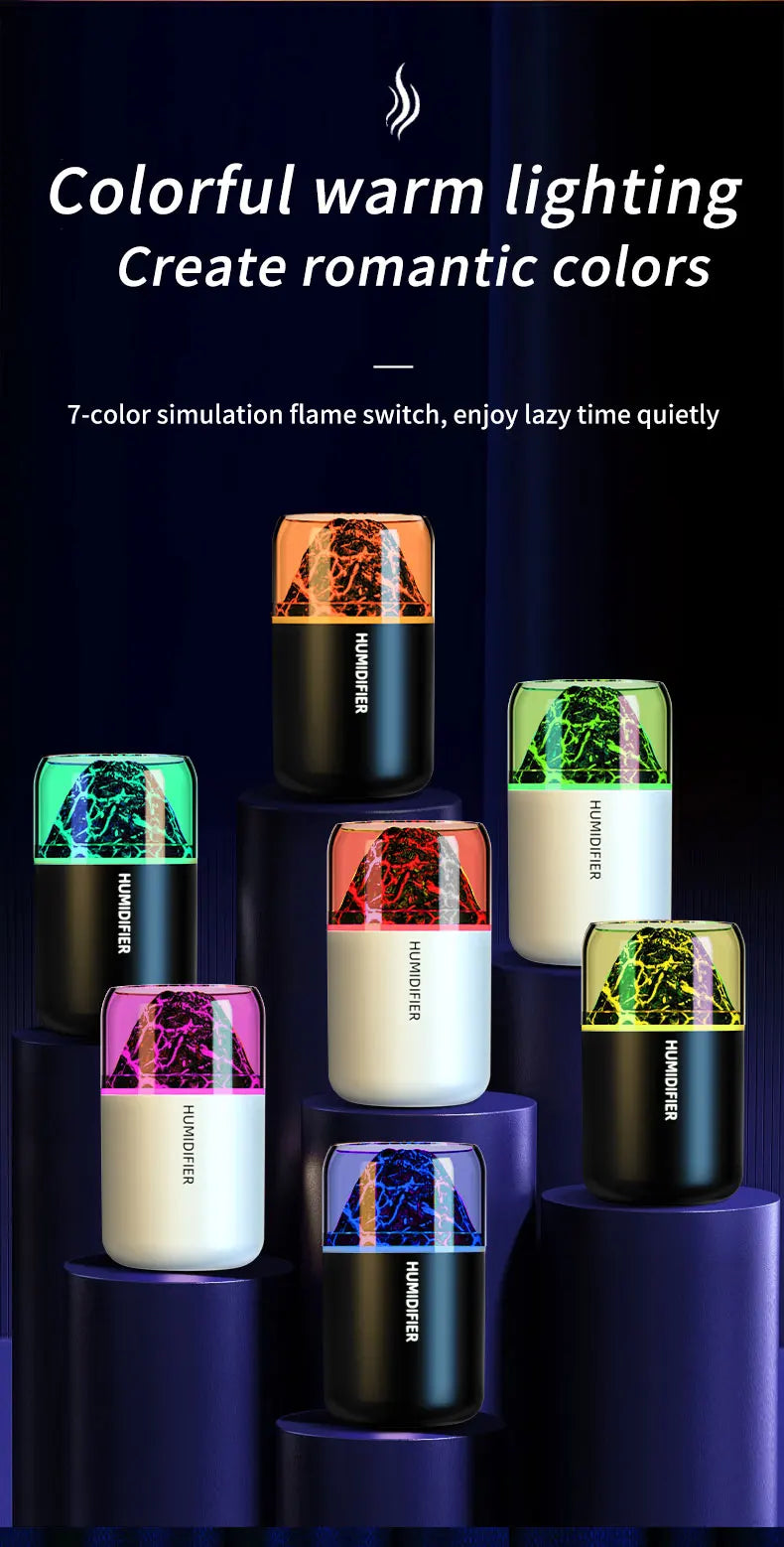 Volcanic Rock LED Mood Lamp with Humidifier & Aromatherapy Diffuser - USB-Powered for Bedroom, Car, Desk | Relaxing Color Changing Night Light Gift