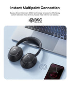 Baseus Bowie H1s Wireless Headphones - Bluetooth 5.4 with 46dB Hybrid ANC, 120H Playtime, Hi-Res Spatial Audio, 0.06s Low Latency, Foldable Over-Ear Headset