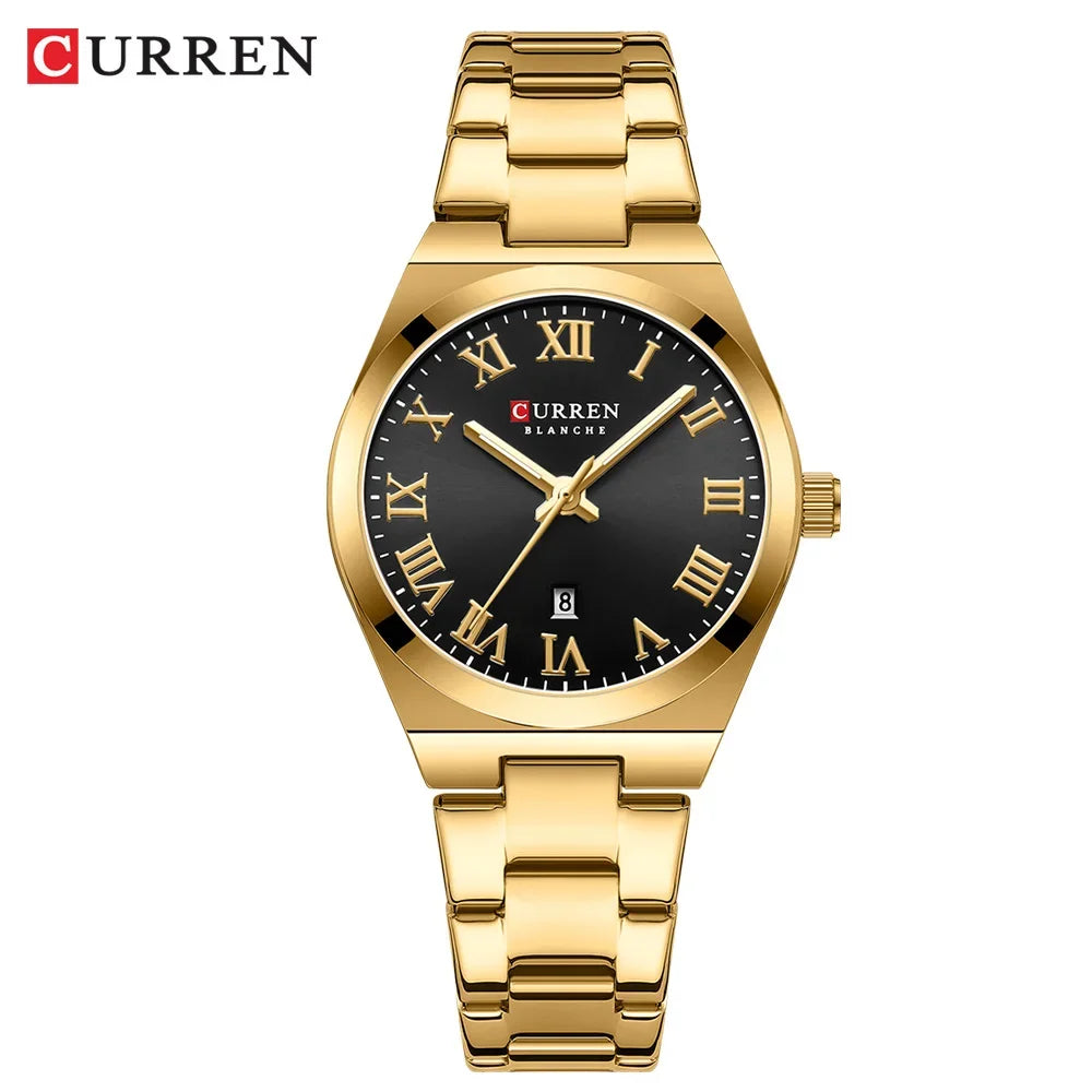 Curren Women's Watch - 33mm Fashion Dress Watch, Stainless Steel Bracelet, Date Display, Water Resistant Analog Watch for Women