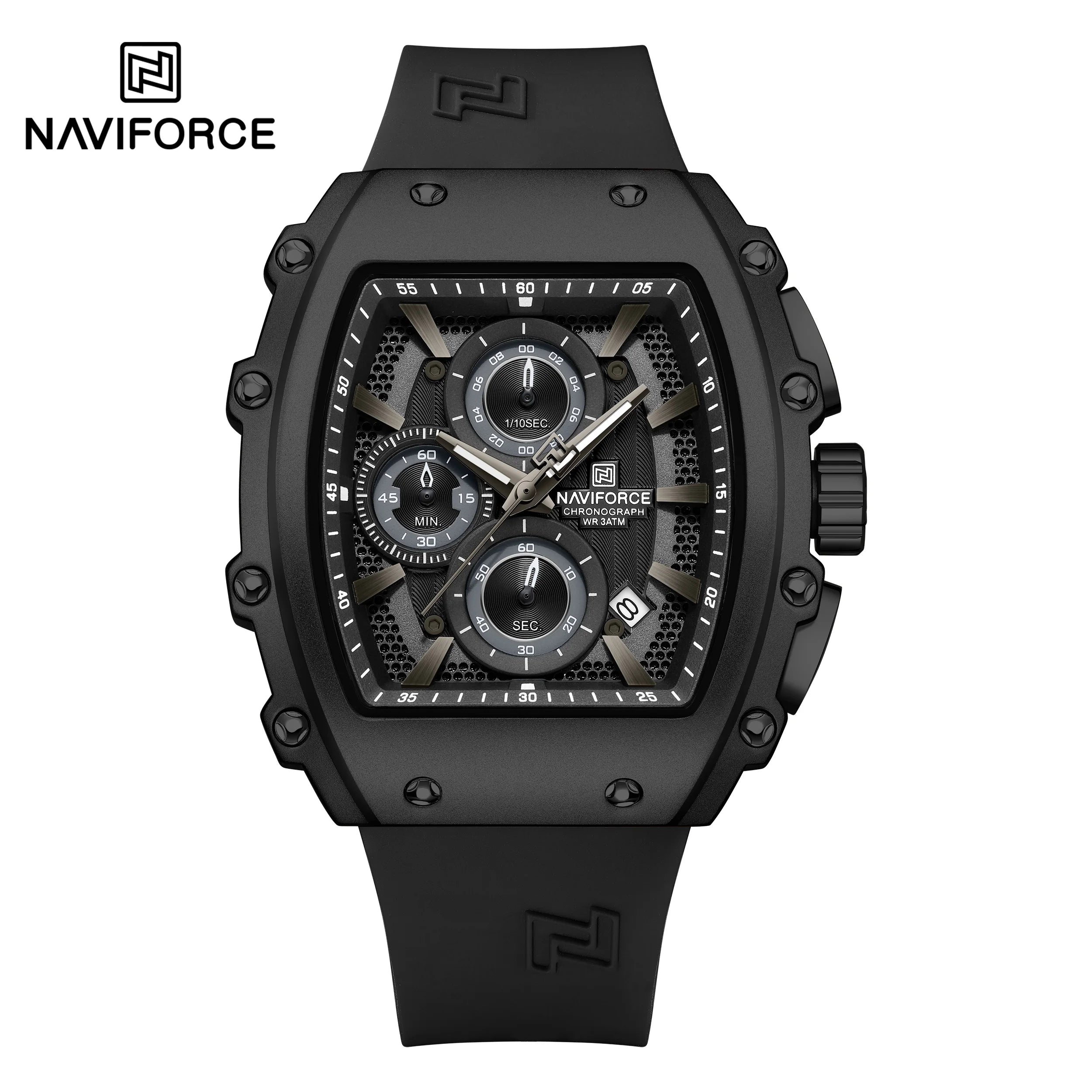 NAVIFORCE 8070 Men's Chronograph Watch - Waterproof Sport Watch with Luminous Hands, Silicone Strap, Calendar, Luxury Fashion Wristwatch