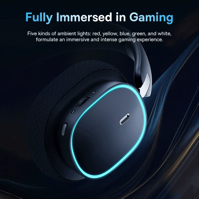 Baseus AeQur GH02 Gaming Wireless Headphones - Triple Mode 2.4G/Bluetooth 5.3/Wired, 40H Playtime, Chatmix, 4-Speaker Driver, App Control