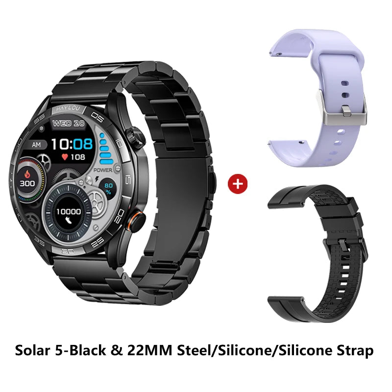 HAYLOU Solar 5 Smart Watch with Bluetooth Calling - 1.58" AMOLED 60Hz Display, 40-Day Battery, 100+ Sports Modes, 24/7 Health Monitor, IP68 Waterproof