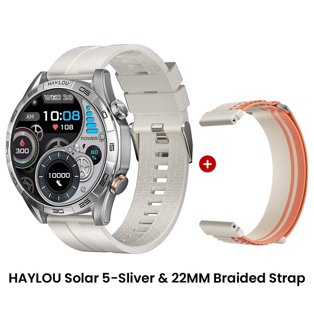 HAYLOU Solar 5 Smart Watch with Bluetooth Calling - 1.58" AMOLED 60Hz Display, 40-Day Battery, 100+ Sports Modes, 24/7 Health Monitor, IP68 Waterproof