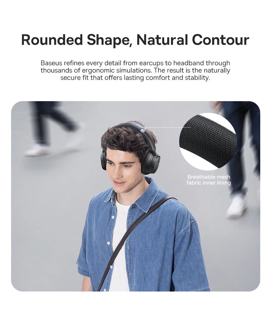 Baseus Bowie H1s Wireless Headphones - Bluetooth 5.4 with 46dB Hybrid ANC, 120H Playtime, Hi-Res Spatial Audio, 0.06s Low Latency, Foldable Over-Ear Headset