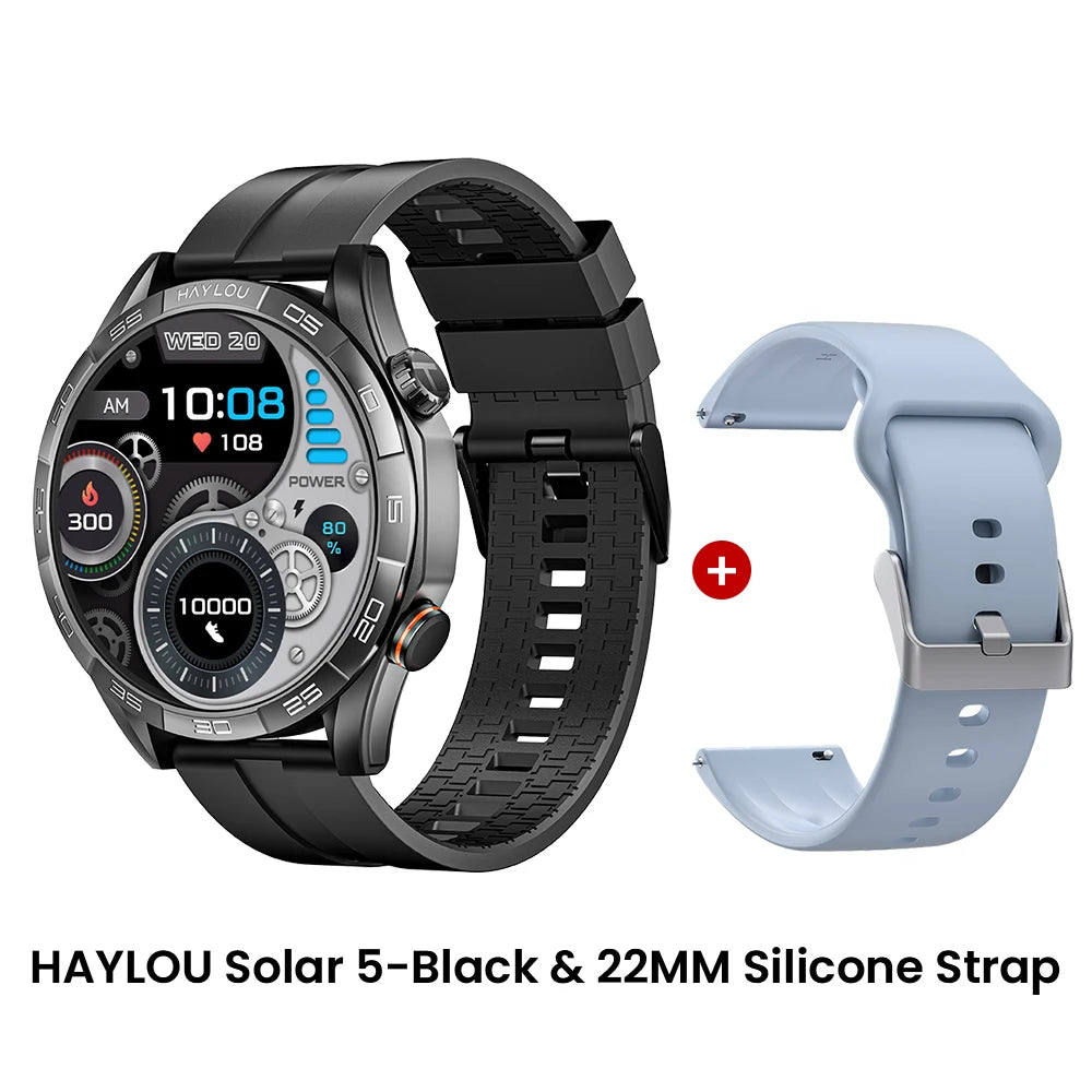 HAYLOU Solar 5 Smart Watch with Bluetooth Calling - 1.58" AMOLED 60Hz Display, 40-Day Battery, 100+ Sports Modes, 24/7 Health Monitor, IP68 Waterproof
