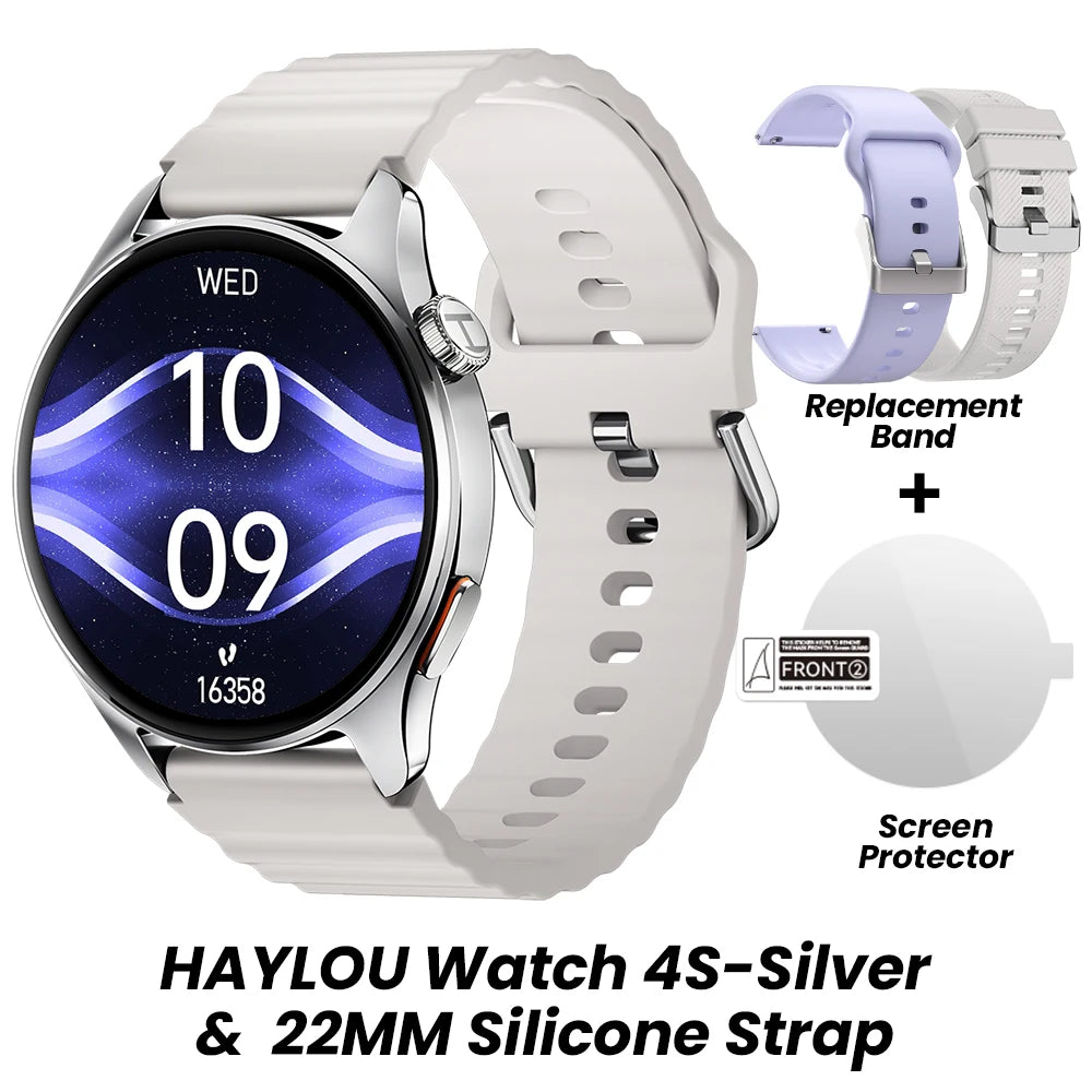 HAYLOU Watch 4S GPS Smartwatch - 1.43" AMOLED, 5-Satellite Positioning, Bluetooth Calling, 120+ Sports Modes, 18-Day Battery, Rotating Crown
