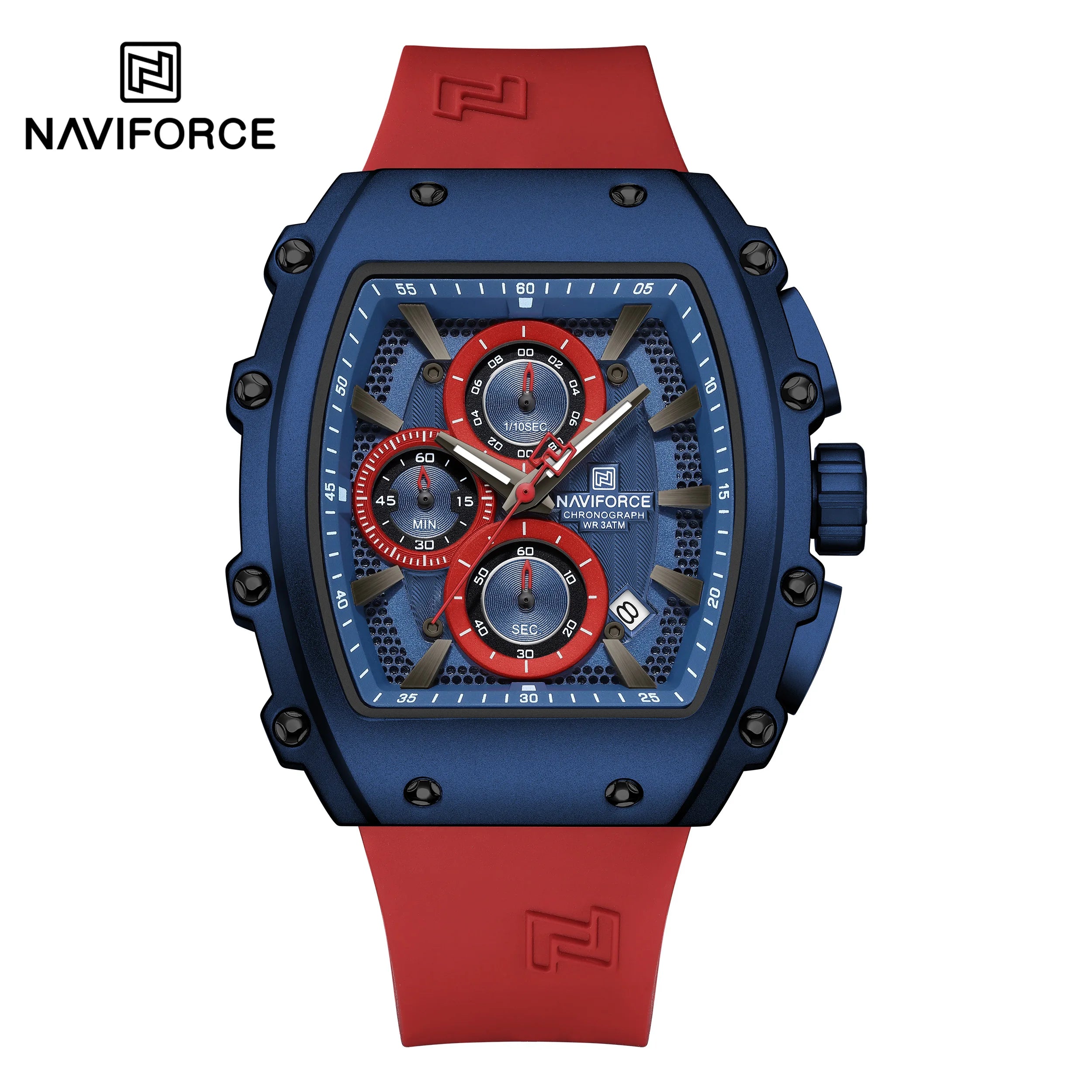 NAVIFORCE 8070 Men's Chronograph Watch - Waterproof Sport Watch with Luminous Hands, Silicone Strap, Calendar, Luxury Fashion Wristwatch