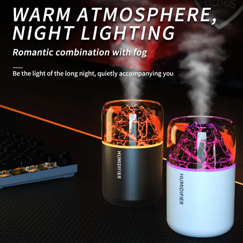 Volcanic Rock LED Mood Lamp with Humidifier & Aromatherapy Diffuser - USB-Powered for Bedroom, Car, Desk | Relaxing Color Changing Night Light Gift